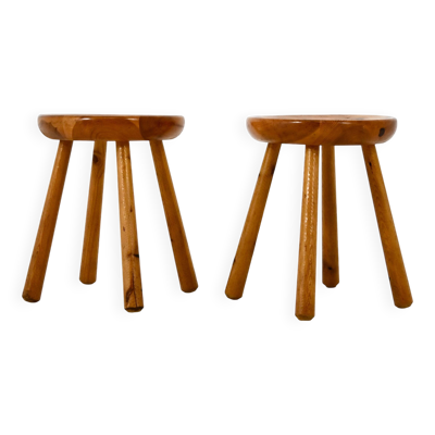 Ensemble de 2 Tabourets de Charlotte Perriand pour Les Arcs, années 1960