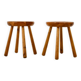 Ensemble de 2 Tabourets de Charlotte Perriand pour Les Arcs, années 1960