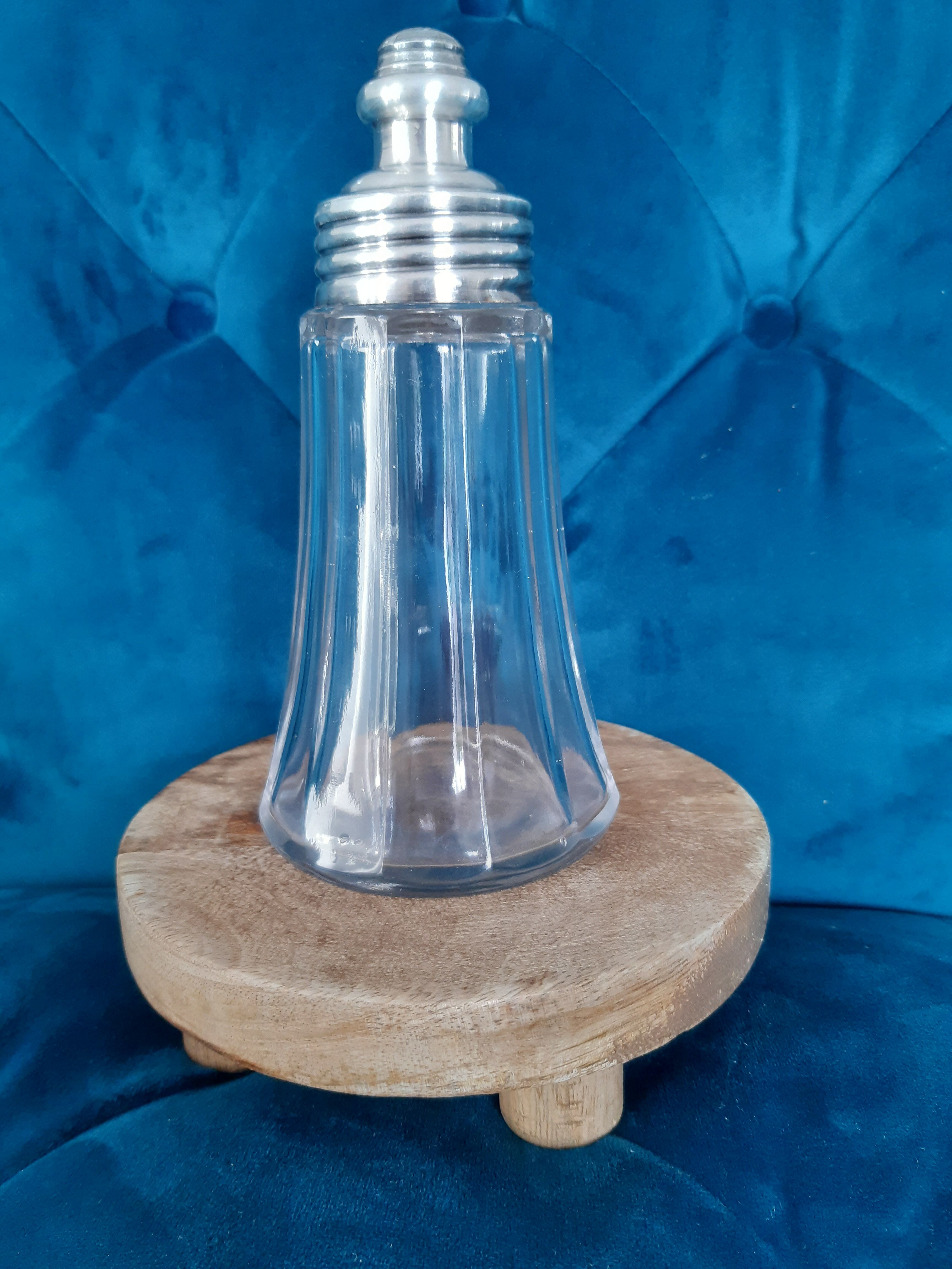 Glass sugar sprinkler, silver metal stopper the perfect sgdg
