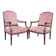 Pair of Louis XVI Style Mahogany Flat Back Armchairs, 19th Century