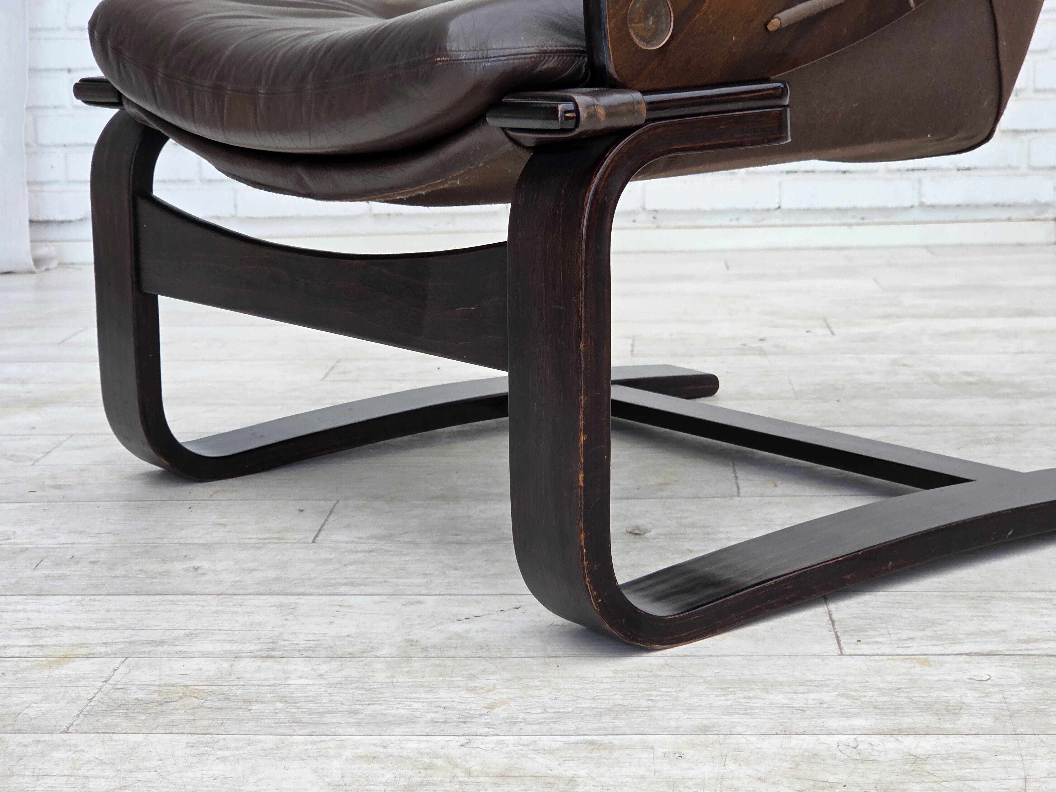 1970s, Swedish design by Åke Fribytter, armchair, furniture leather.