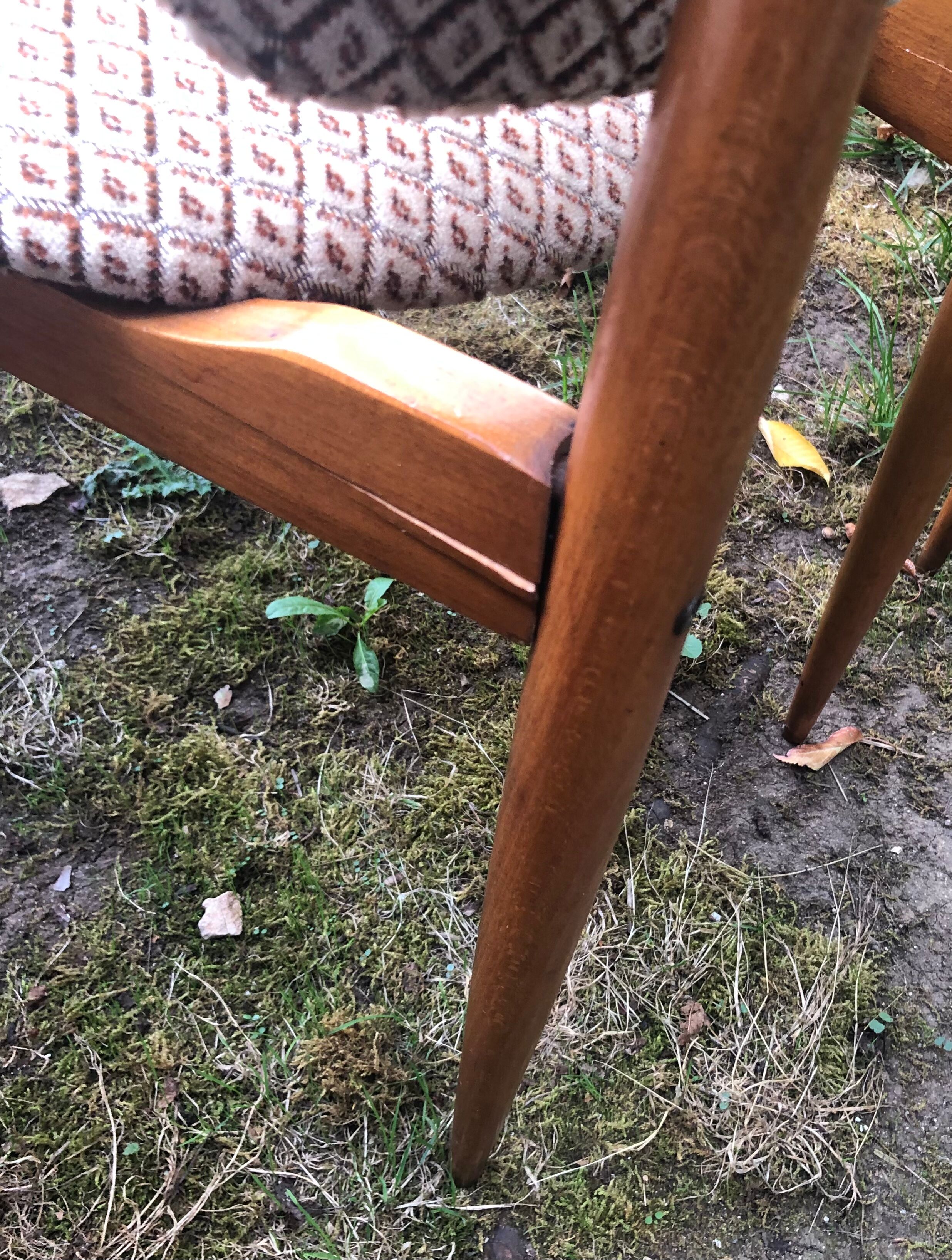 Wooden and velvet chairs 60s