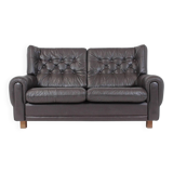 Mid-Century Design Black Leather Sofa, 1970s, Czechoslovakia