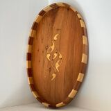 Handmade oriental tray in thuya wood - vintage marquetry
