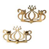 Large Art Nouveau gate handles in gilded brass/Arabesque handles
