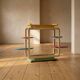 Vintage multicolour tubular steel flower stand / plant stand, mid-20th century, Czechoslovakia, 71 × 50 × 103 cm