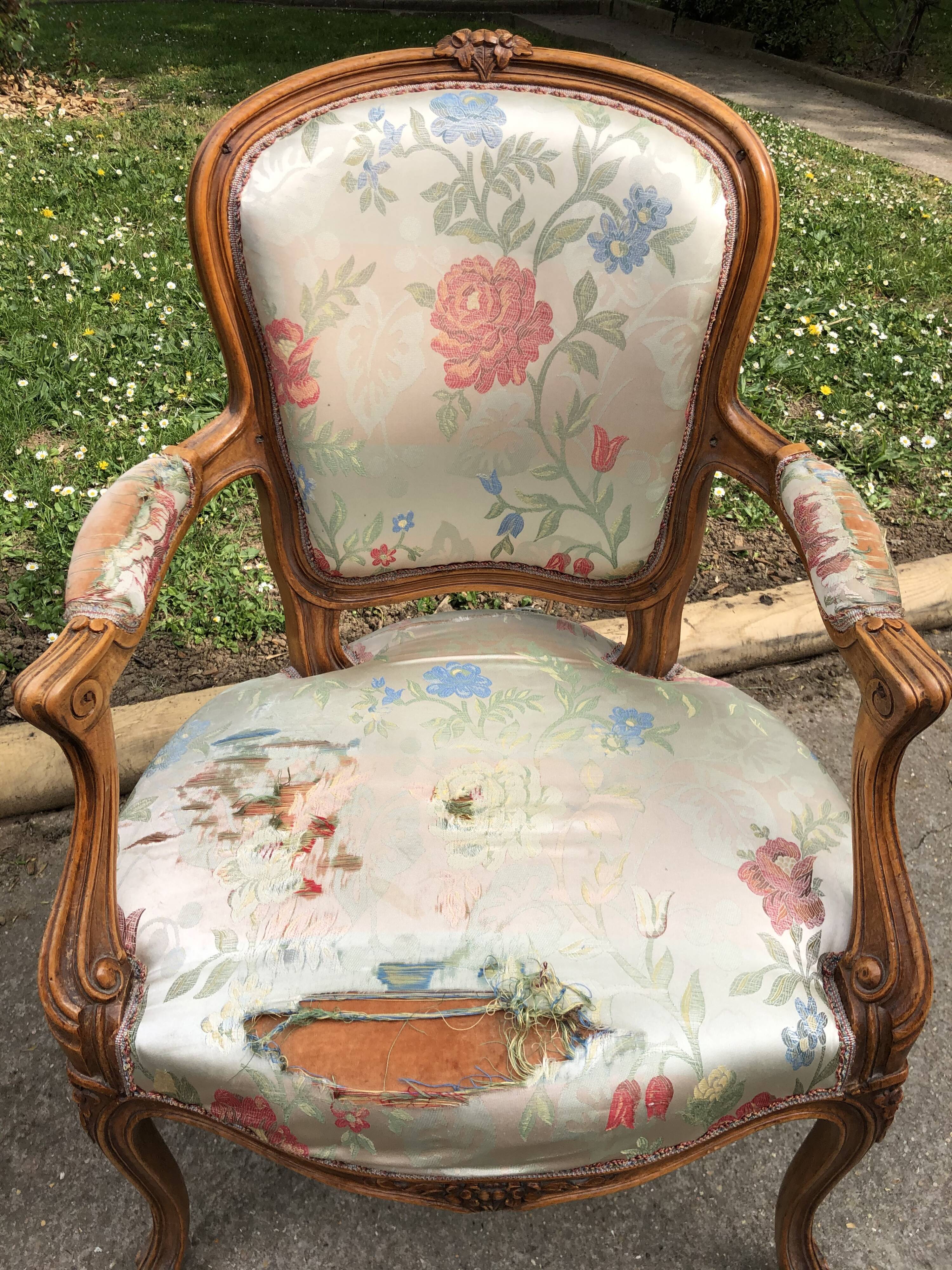Pair of Louis XV-style armchairs