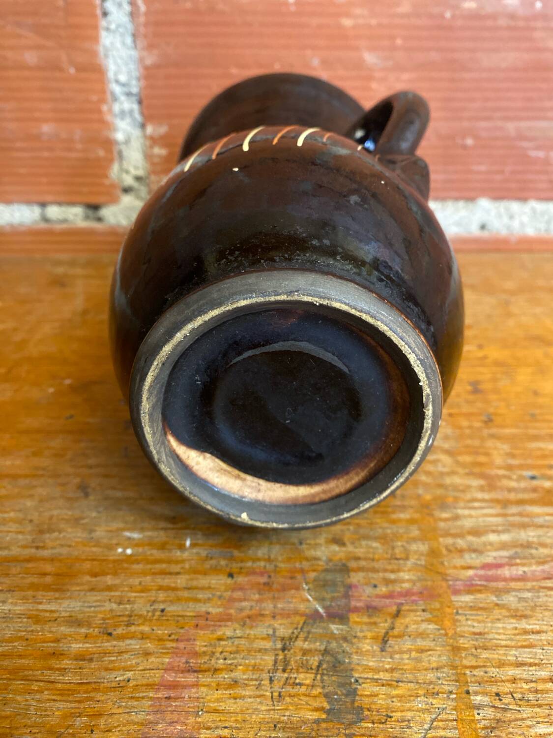 Vase with dwarf handles, black ceramic, vintage decor