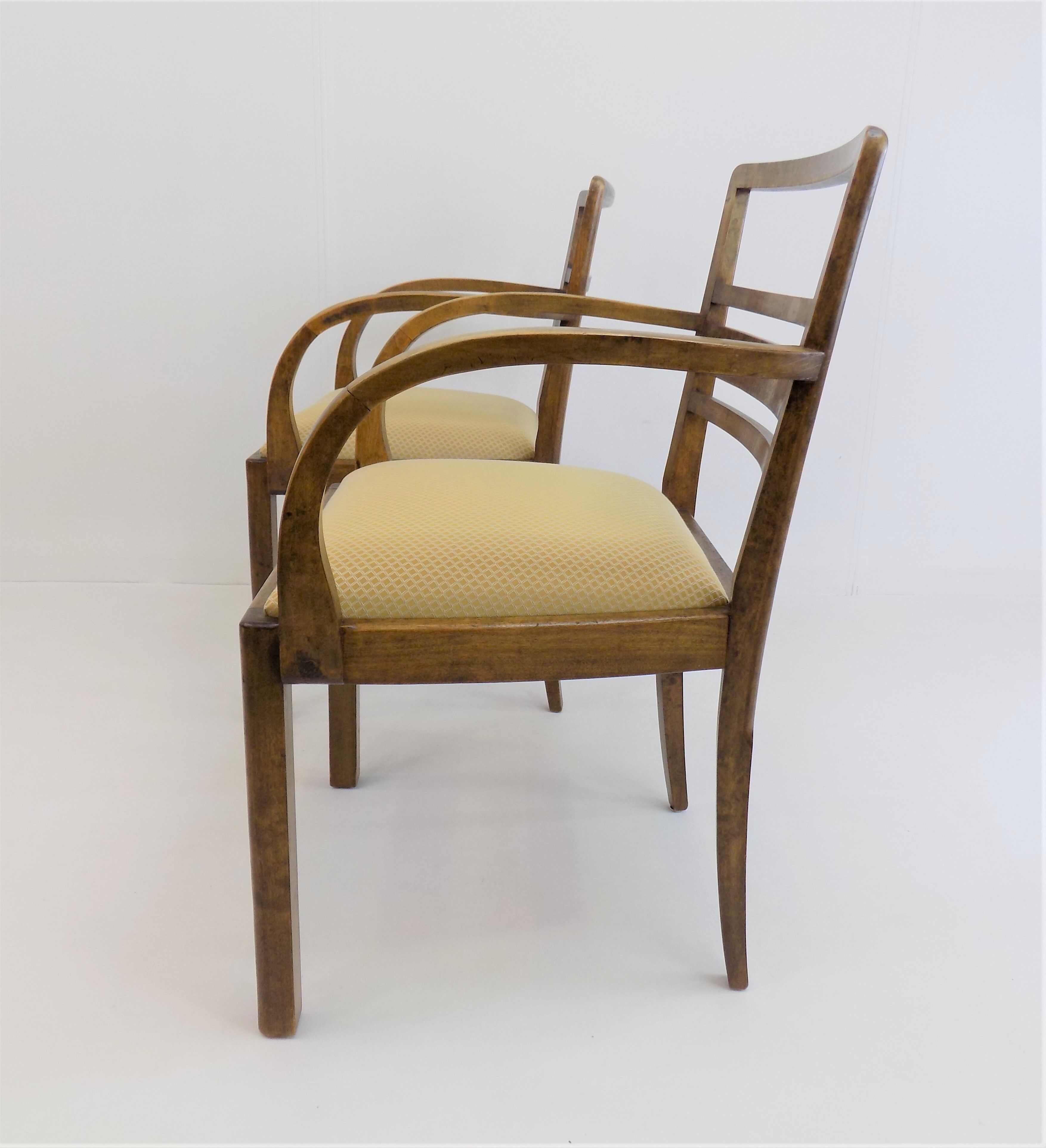 Set of 2 Art Deco chairs in birch burl