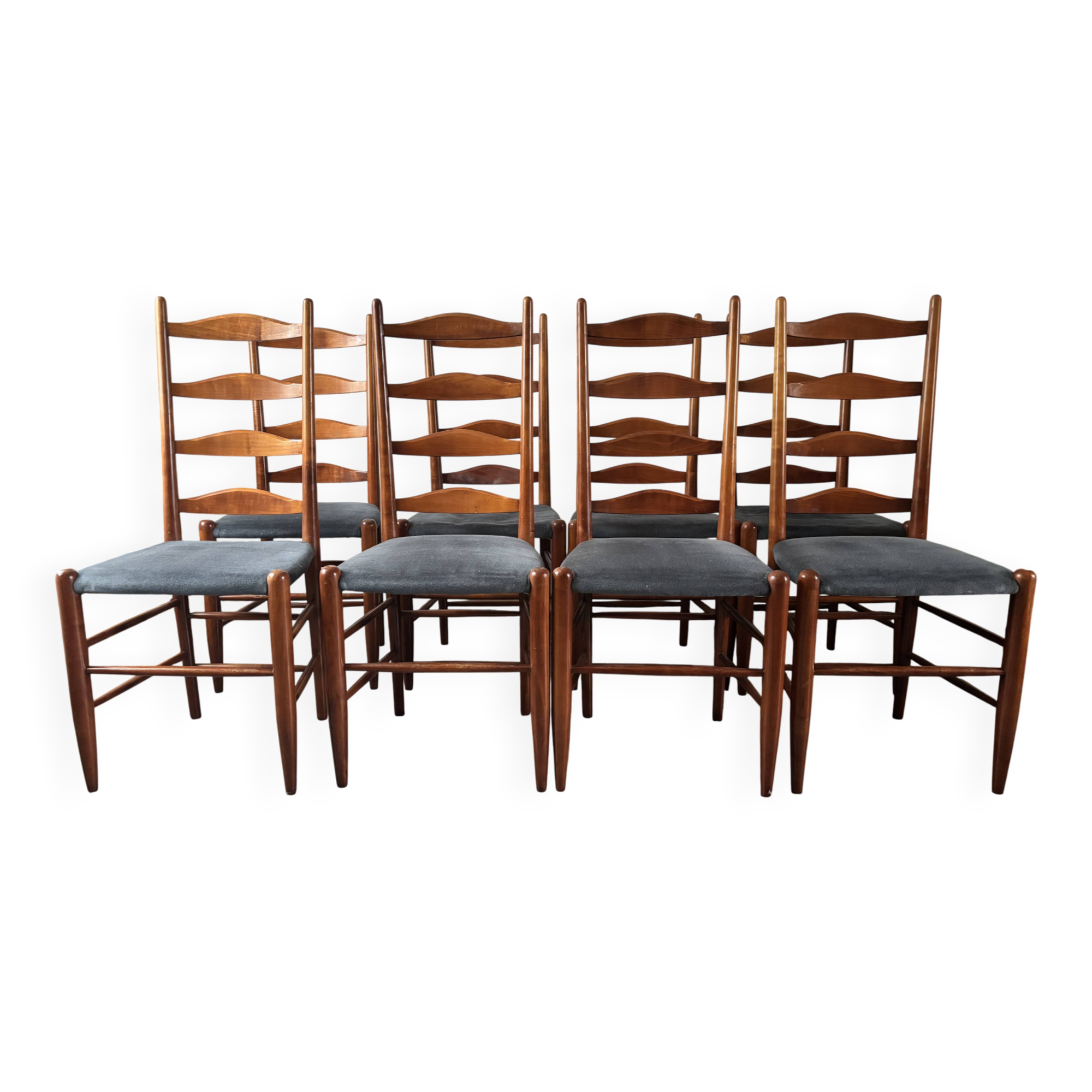 Set of 8 Scandinavian ladderback chairs, 1960s.