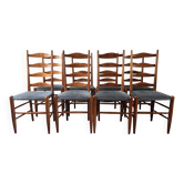 Set of 8 Scandinavian ladderback chairs, 1960s.