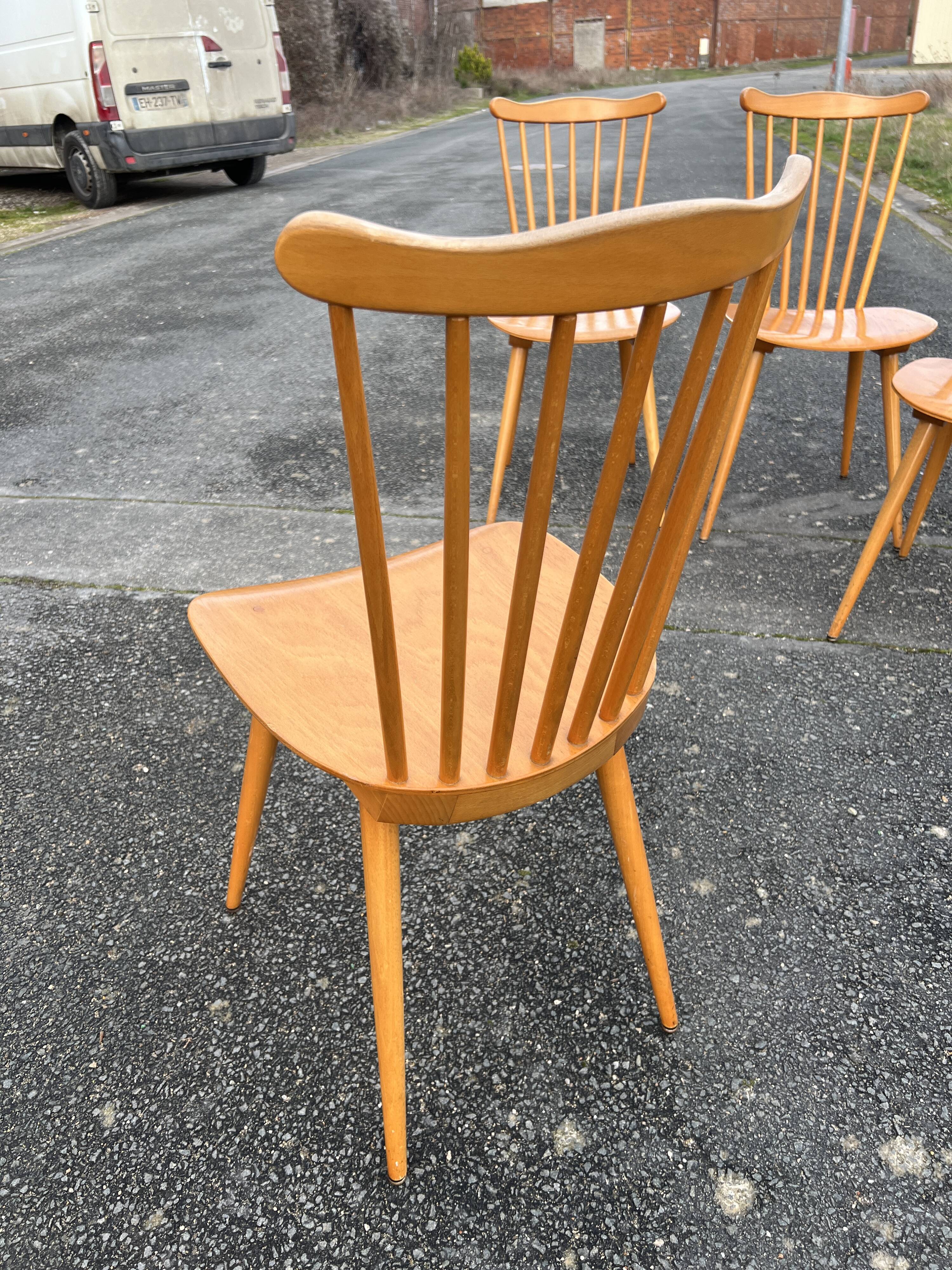 Suite of 4 Baumann chairs, Menuet model.