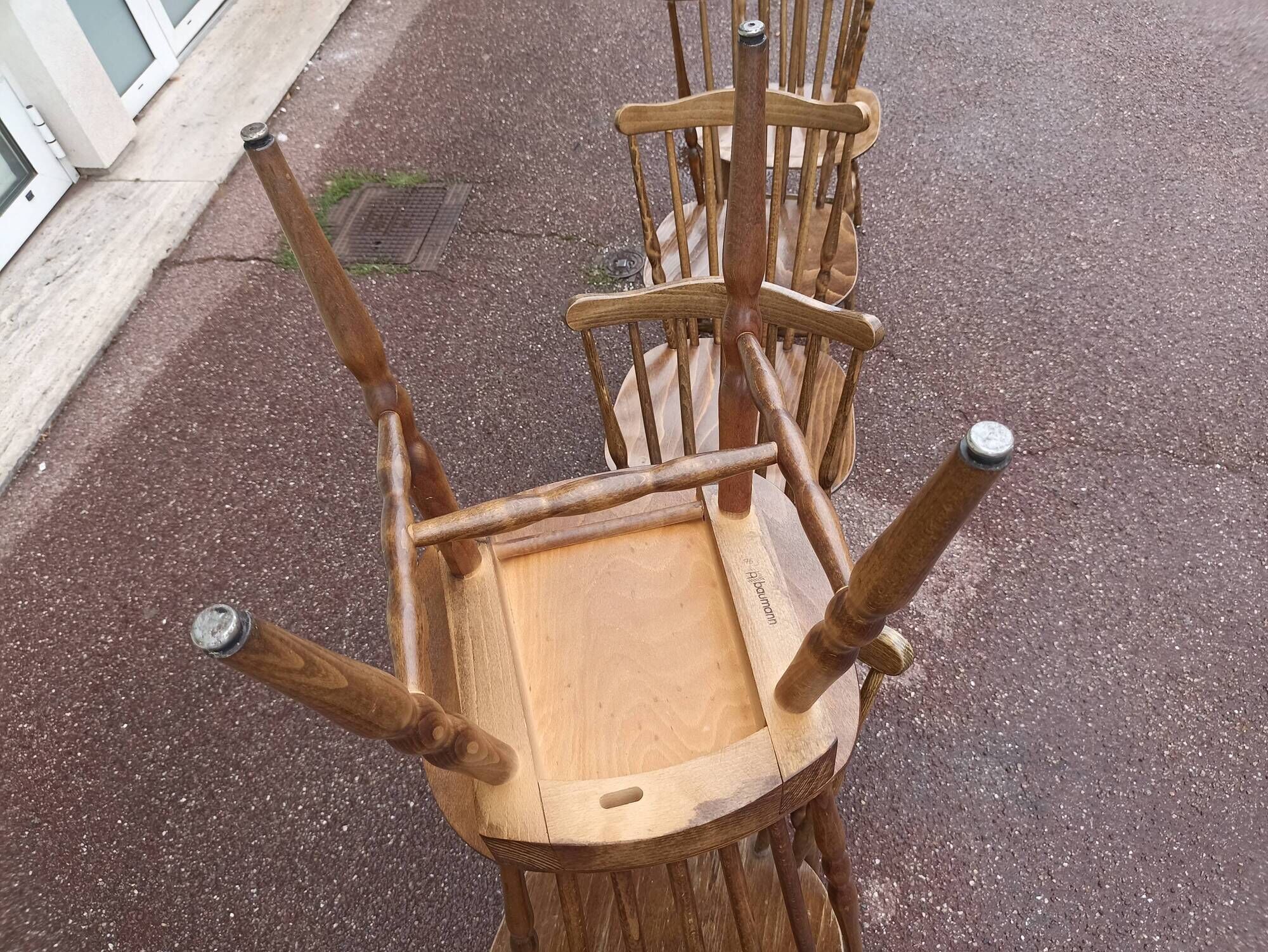 Set of 6 baumann tacoma bistro chairs - wood - vintage
