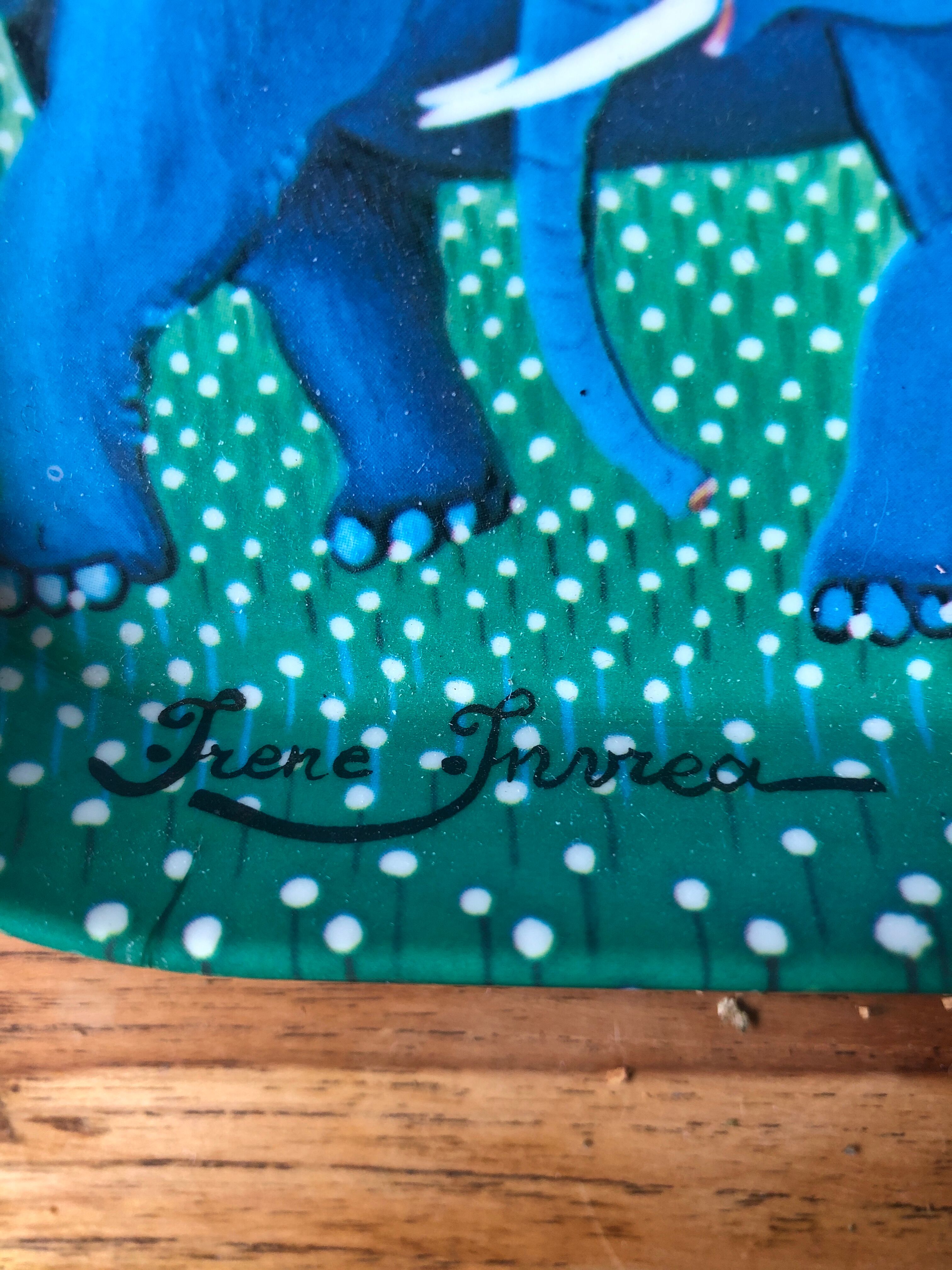 Large tray mebel Irene invrea art naïve blue elephants