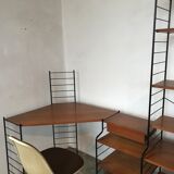 Modular vintage string wall shelf system with 1960-1980's desk