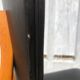 Set of 4 Scandinavian teak and black skai chairs