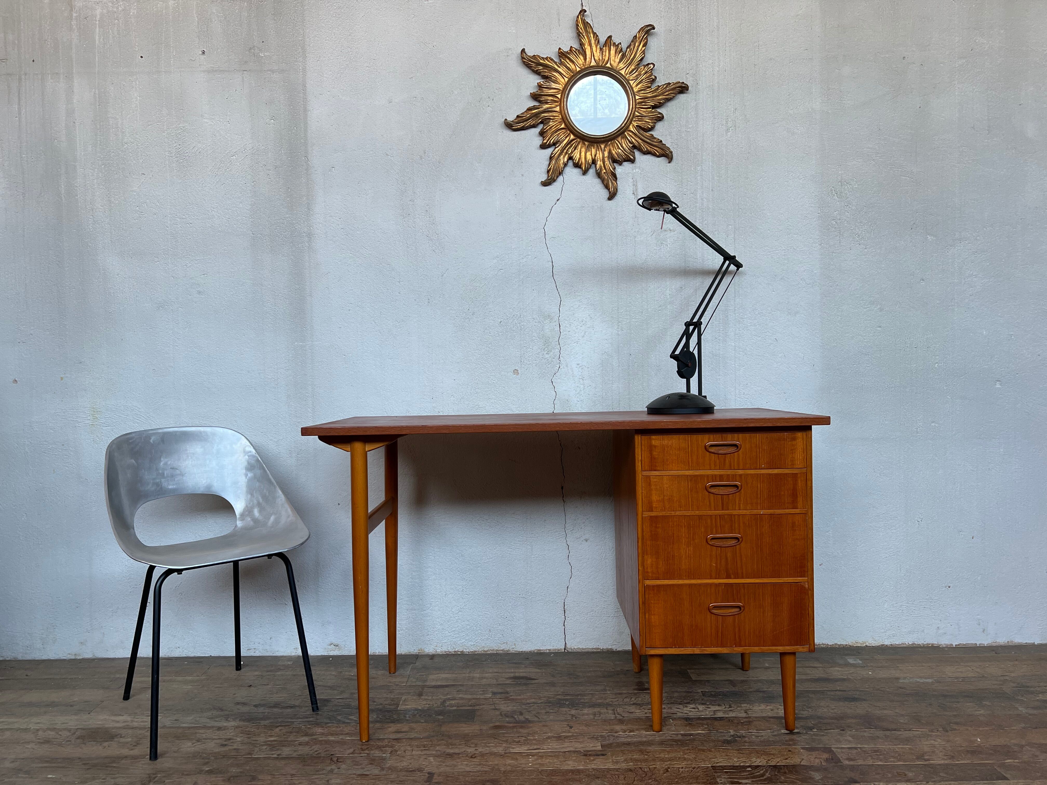 Scandinavian teak desk design 1960 feet spindles