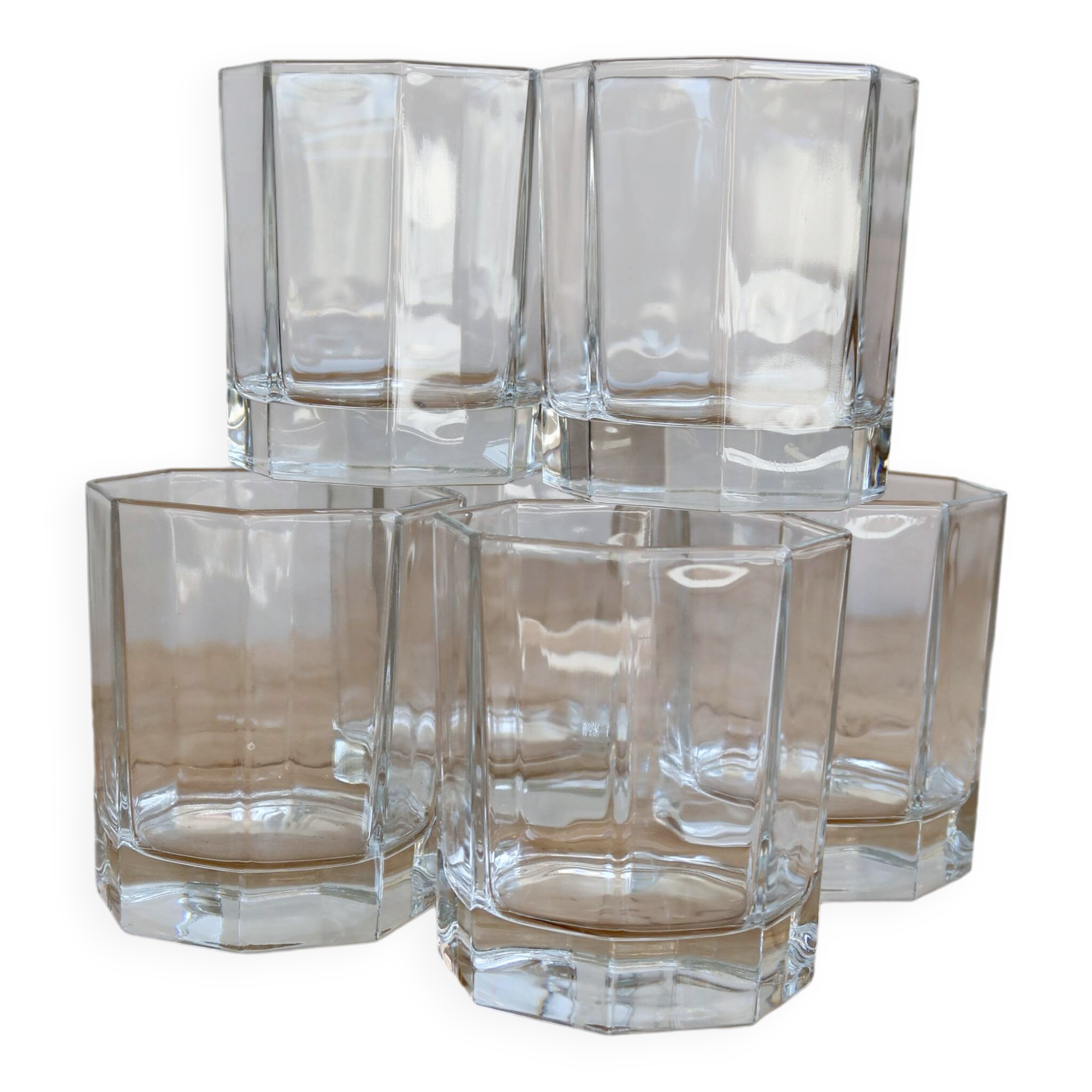 6 vintage octagonal Esso water glasses