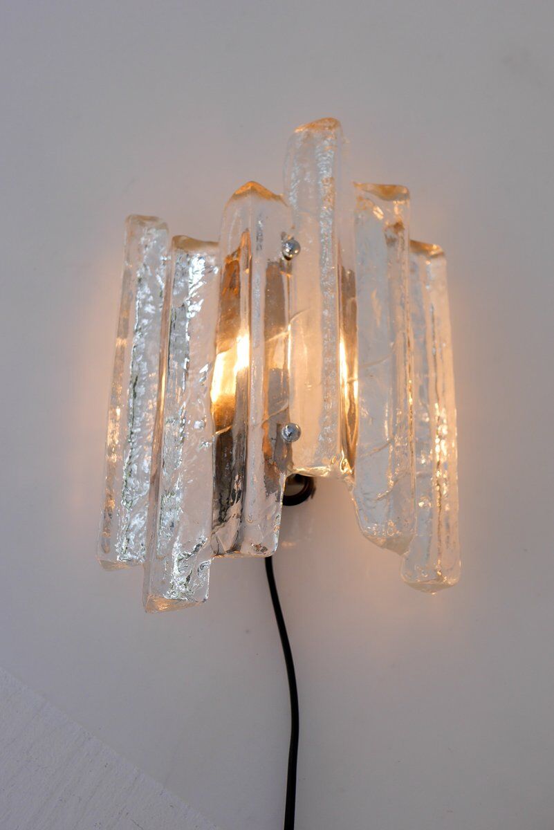 German glass wall sconce from Fischer Leuchten, 1970s