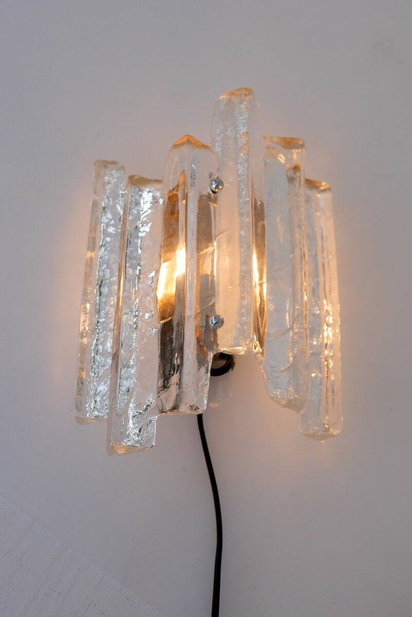 German glass wall sconce from Fischer Leuchten, 1970s
