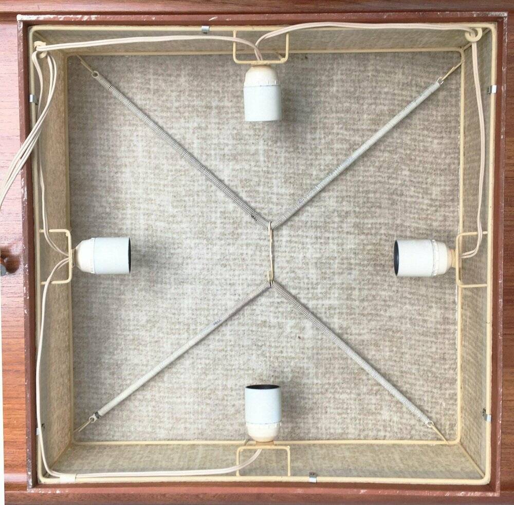 Mid-Century Minimalist Cocoon Ceiling Lamp in Teak, 1960s
