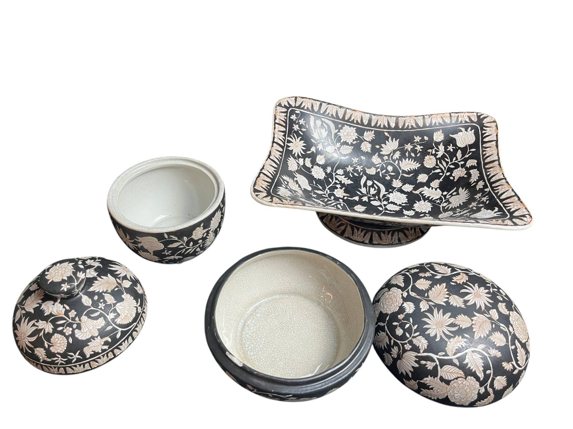 Set of three ceramic bowls with floral decoration G&C Denmark 20th century