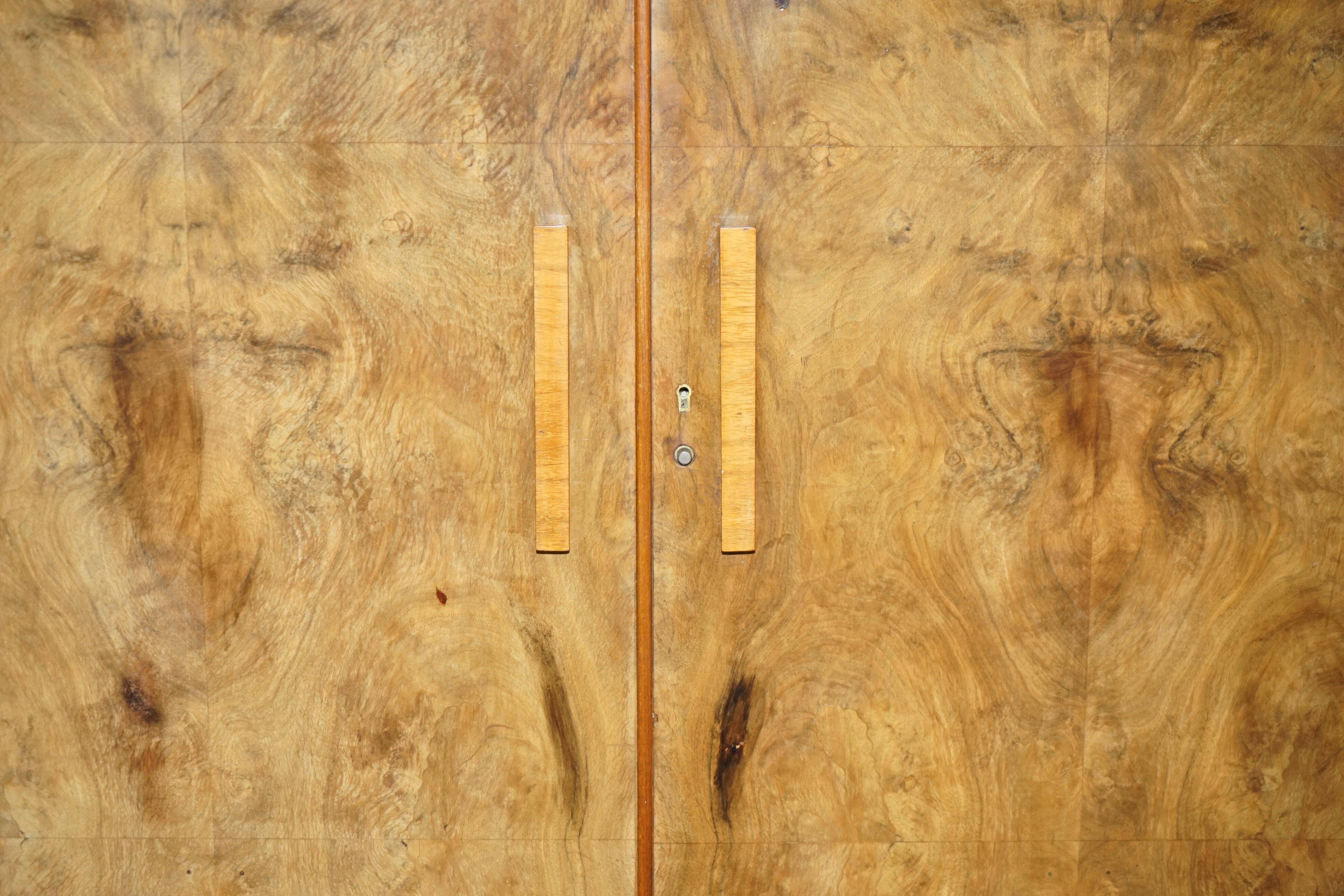 Double Art Deco wardrobe in satin walnut circa 1930