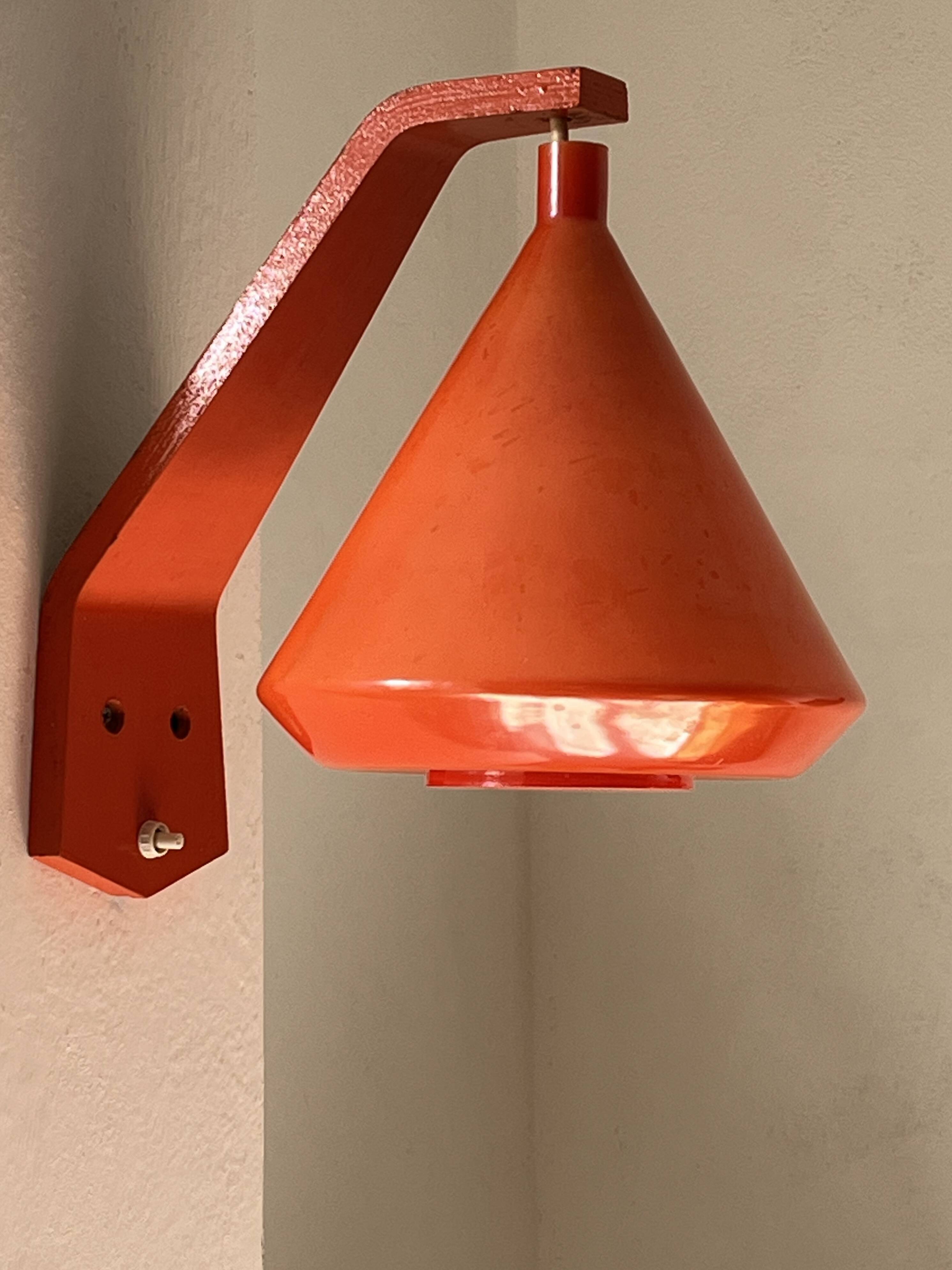 Philips Louis Kalff wall lamp opaline orange