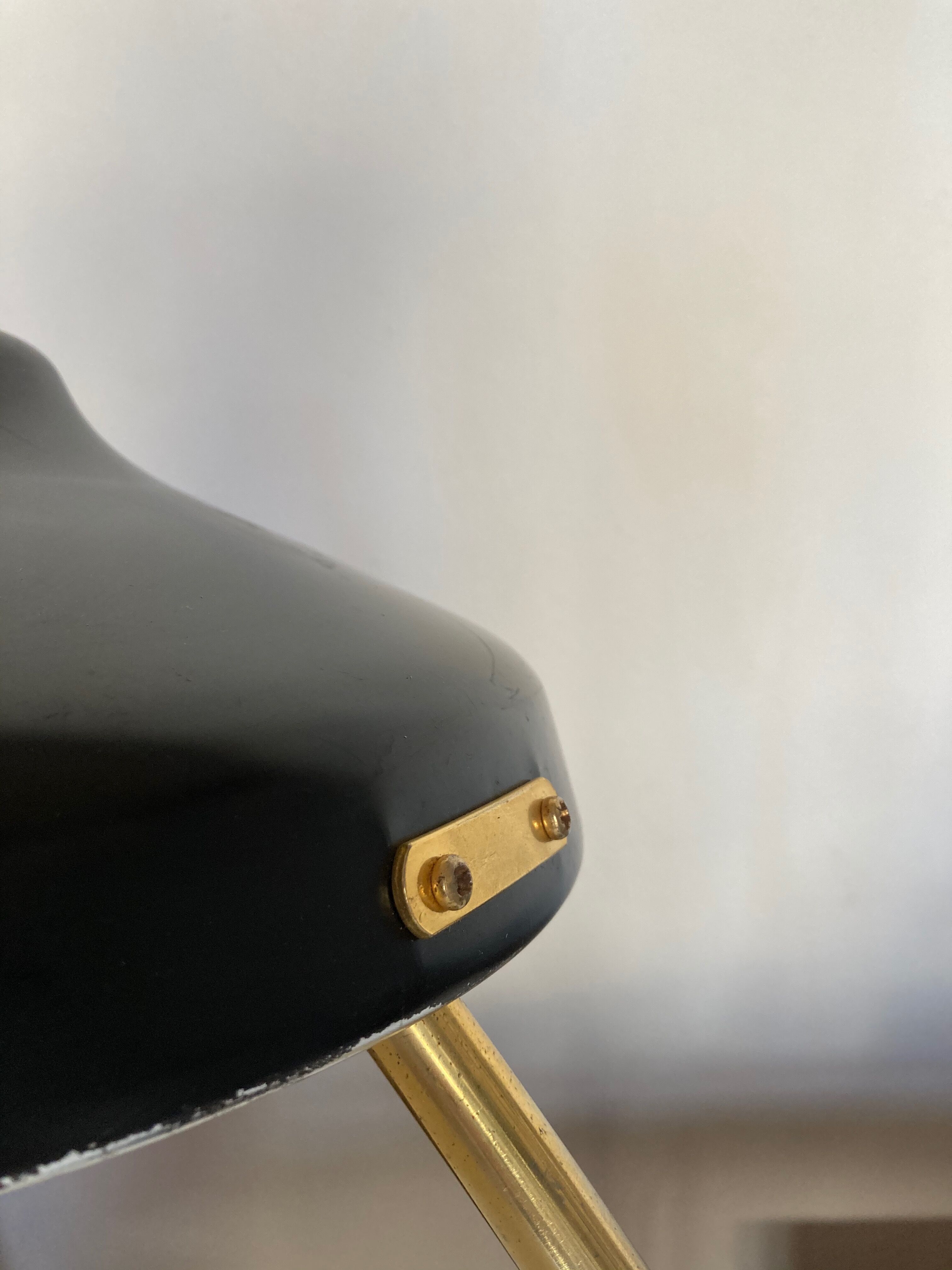 1960 black sheet metal and brass orientable lamp