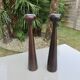 Pair of large Scandinavian teak candlesticks, vintage 1960.