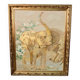 Painting Oil on canvas and gold leaf "Two elephants"