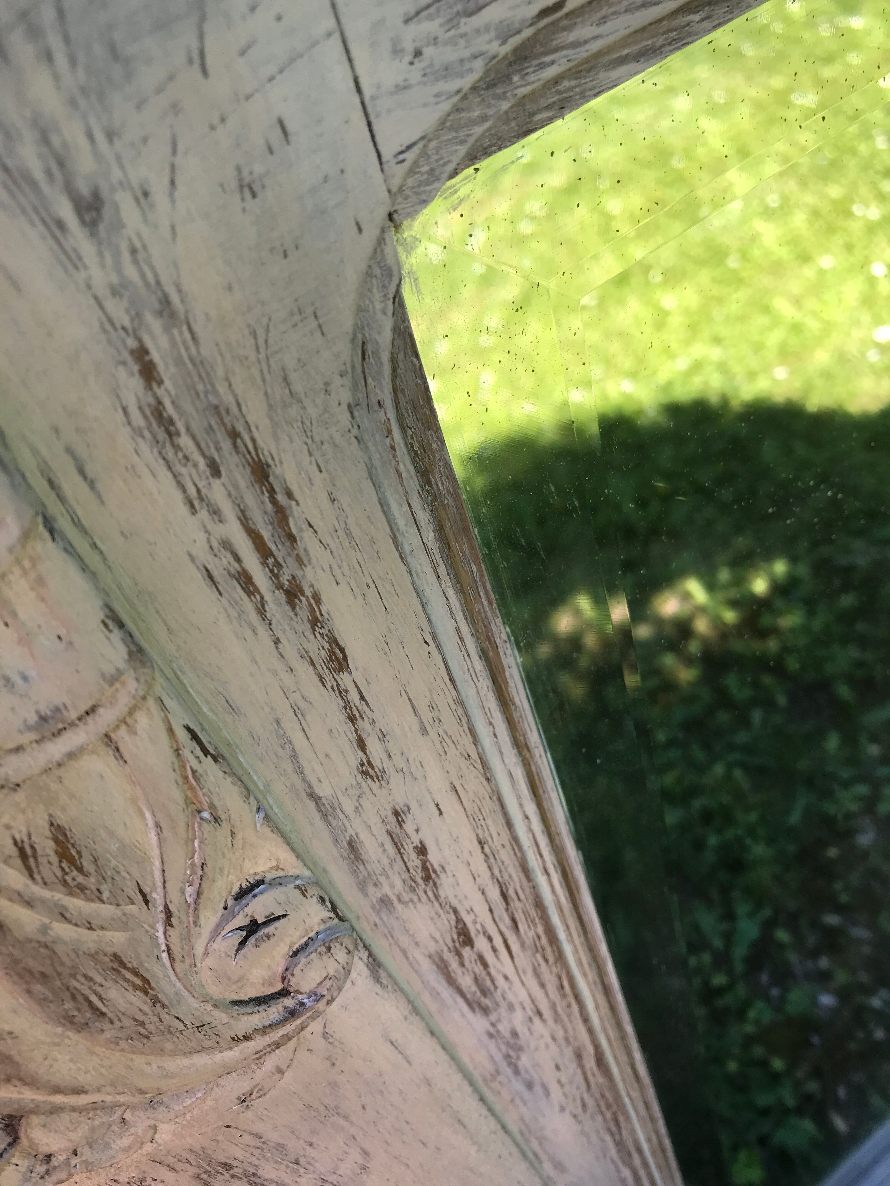 Old white mirror patinated 90x119cm