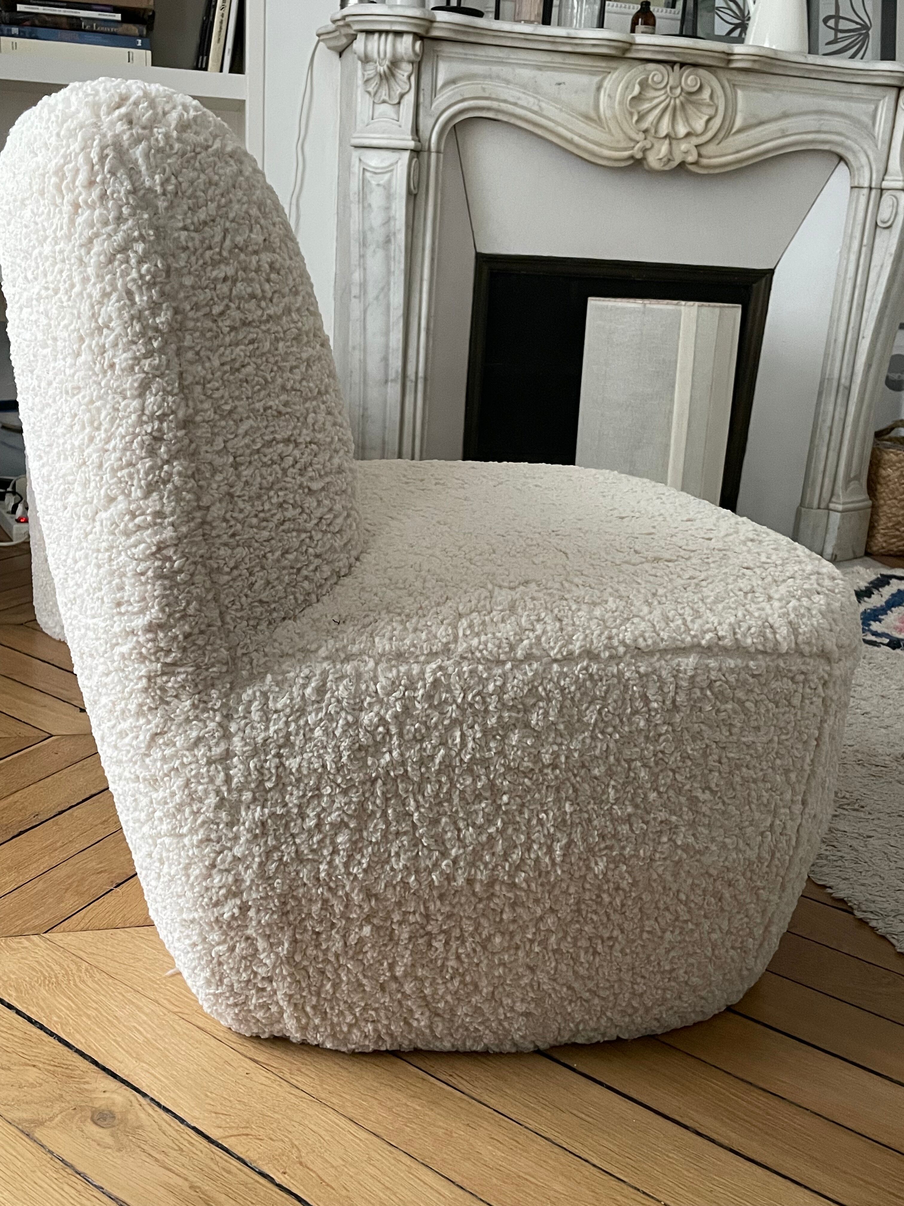 Armchair cuddly toy imitation ecru fur Eve