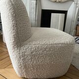 Fauteuil doudou imitation fourrure écru Eve