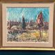 Huile su panneau suédoise – “Landskap” par A. Roos – Signée – Vintage