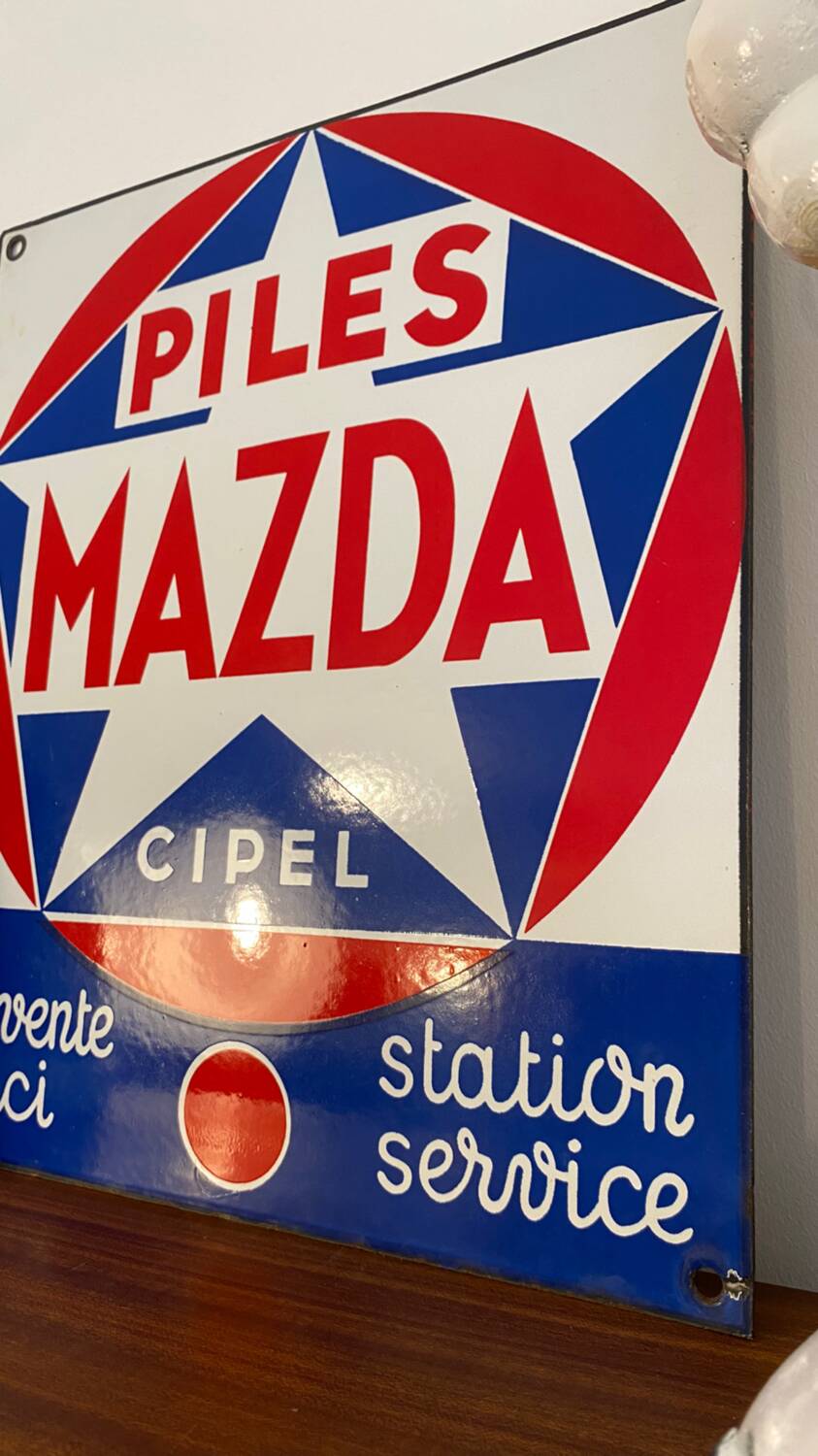 Plaque émaillée piles Mazda