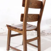 Set of 4 brutalist oak ladderback dining chairs – Netherlands, 1970s