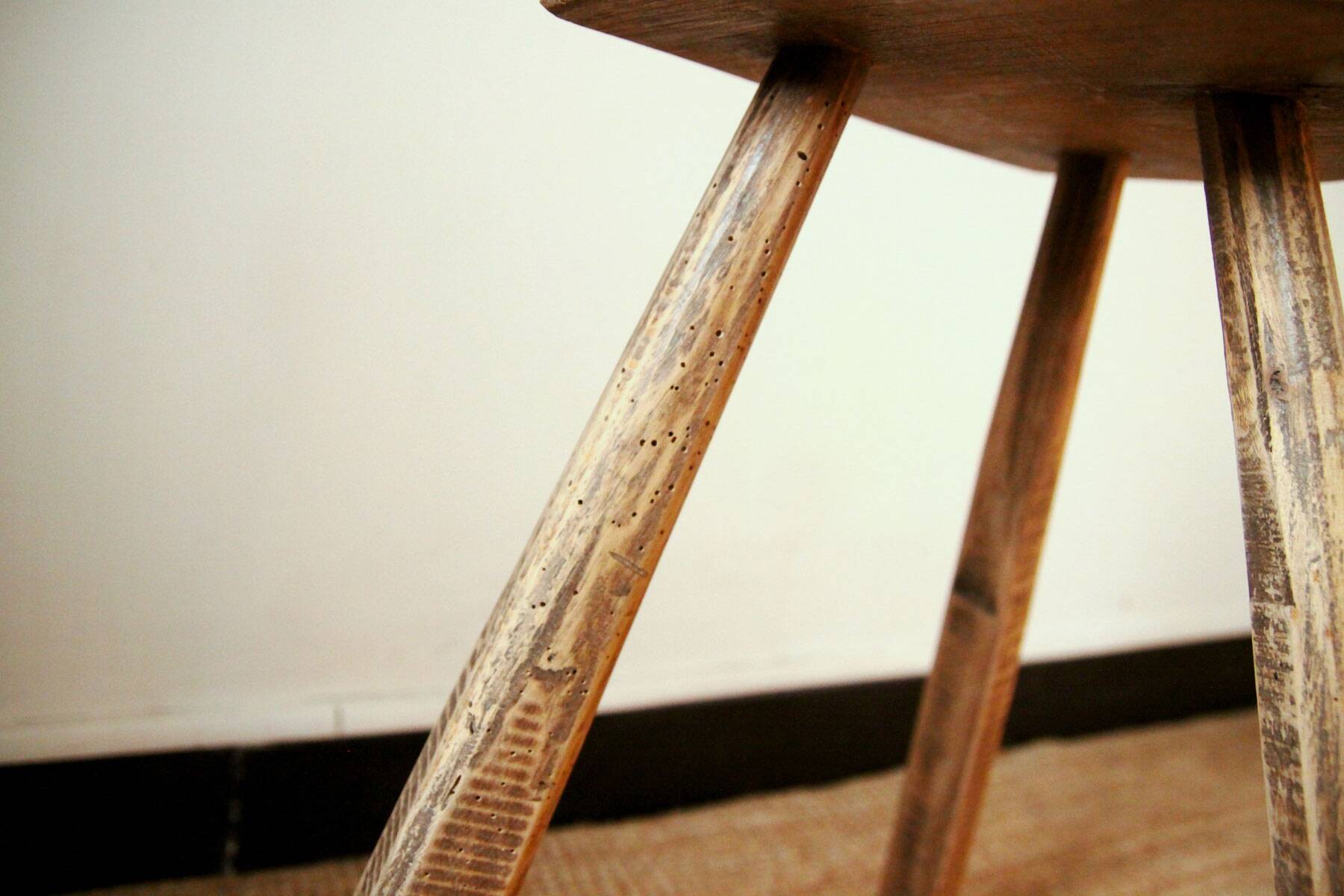 Brutalist wooden stool