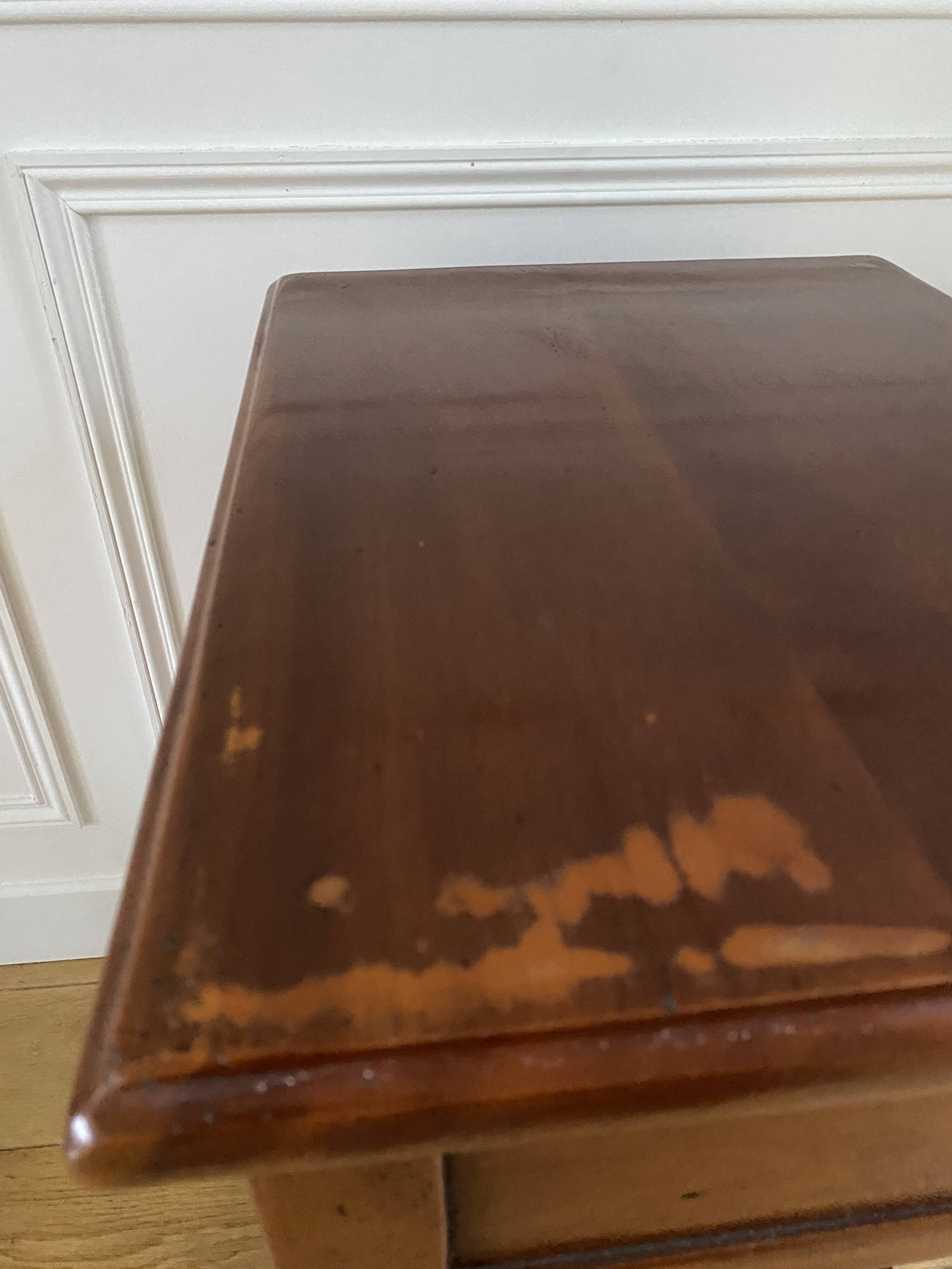 Nightstand, vintage side table with a drawer and a low shelf in solid wood