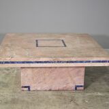 Table en marbre avec inserts en lapis-lazuli par Mario Sabot, années 70
