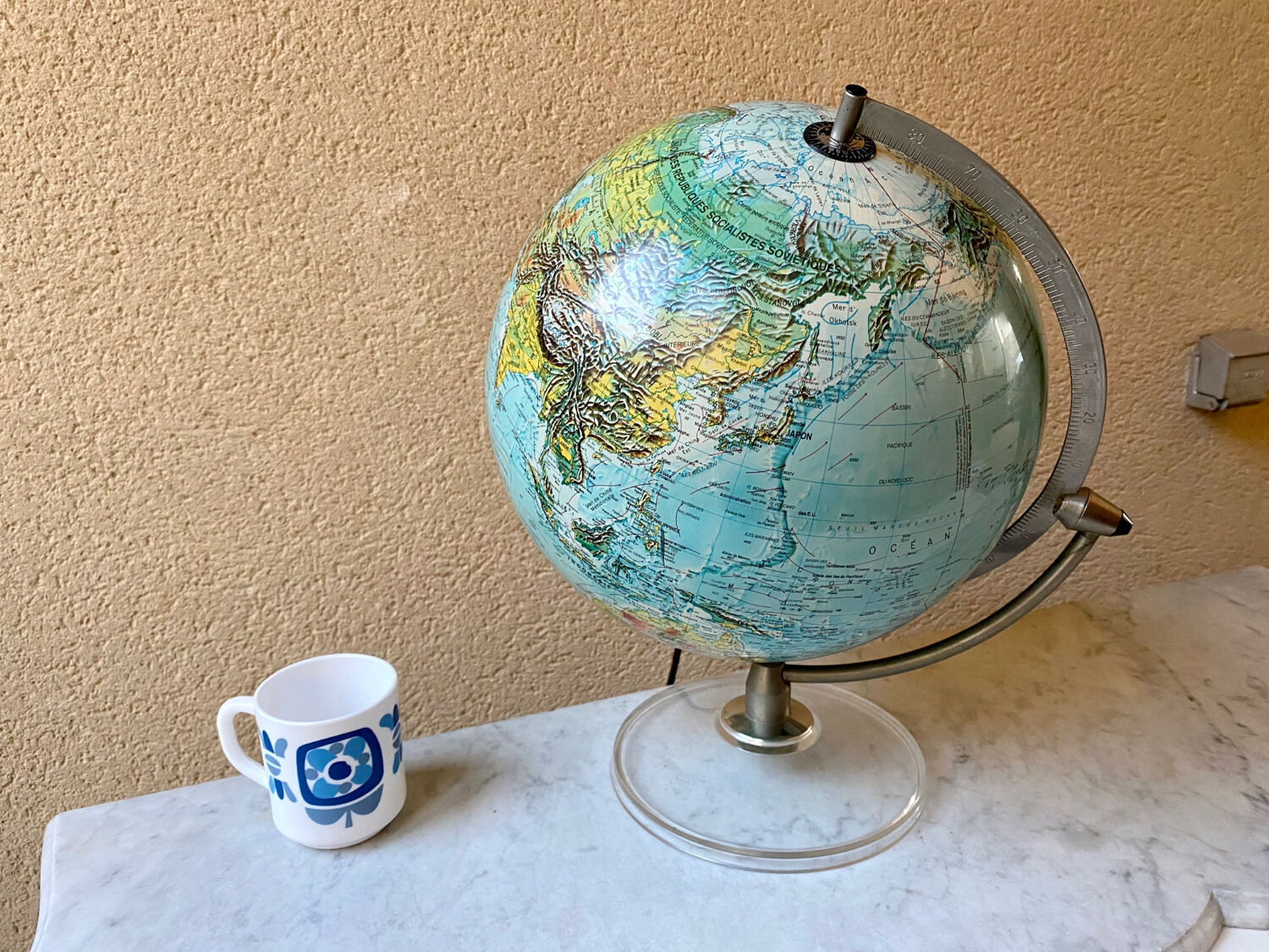 World map lamp Scan-globe Denmark vintage 1972 swivel & tiltable