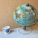 World map lamp Scan-globe Denmark vintage 1972 swivel & tiltable