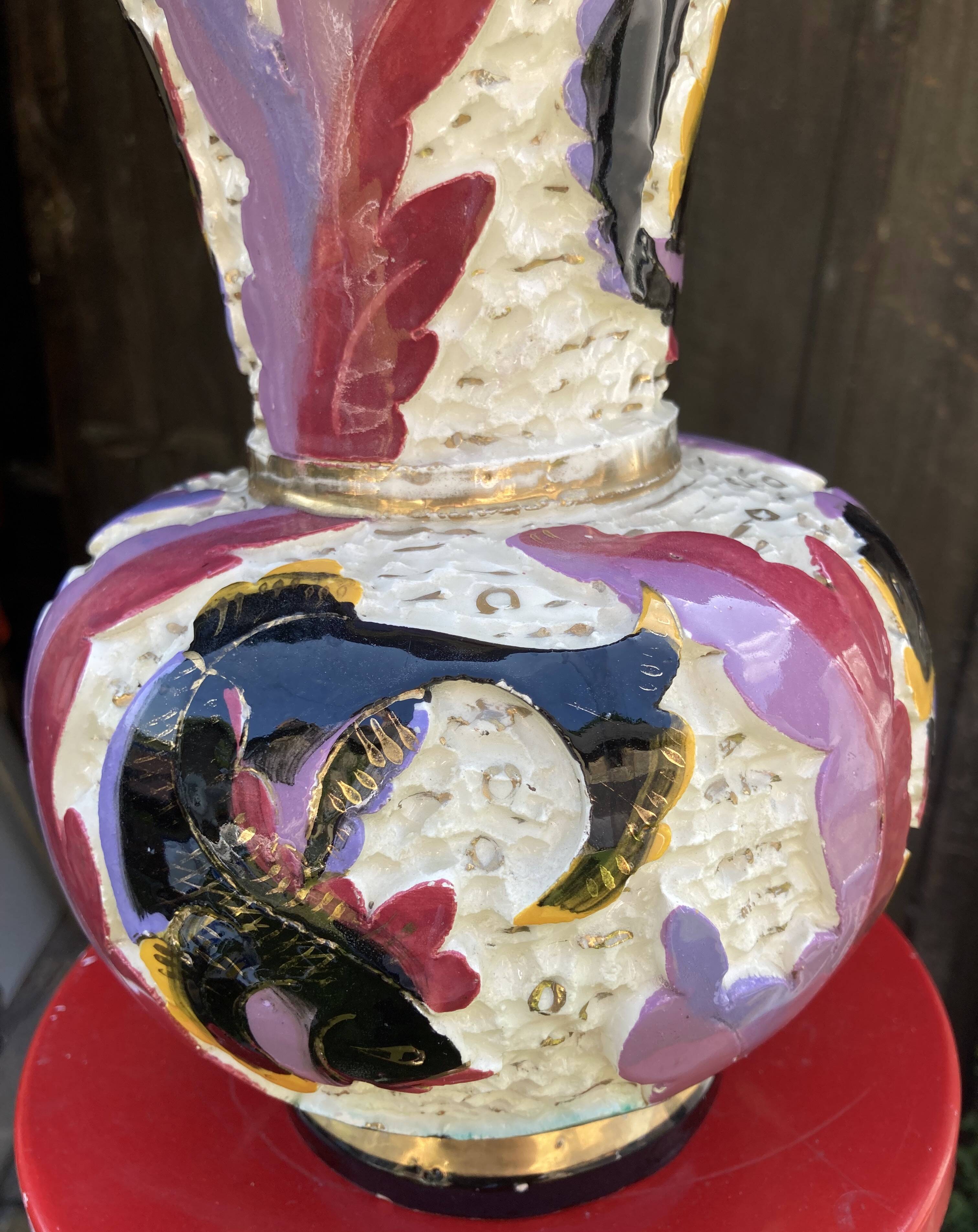 Monaco ceramic vase - Monte Carlo 1950s, fish decor - XXL dimensions
