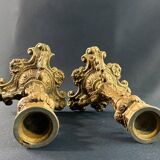 Pair of late 19th century Louis XIII Renaissance style spelter candlesticks