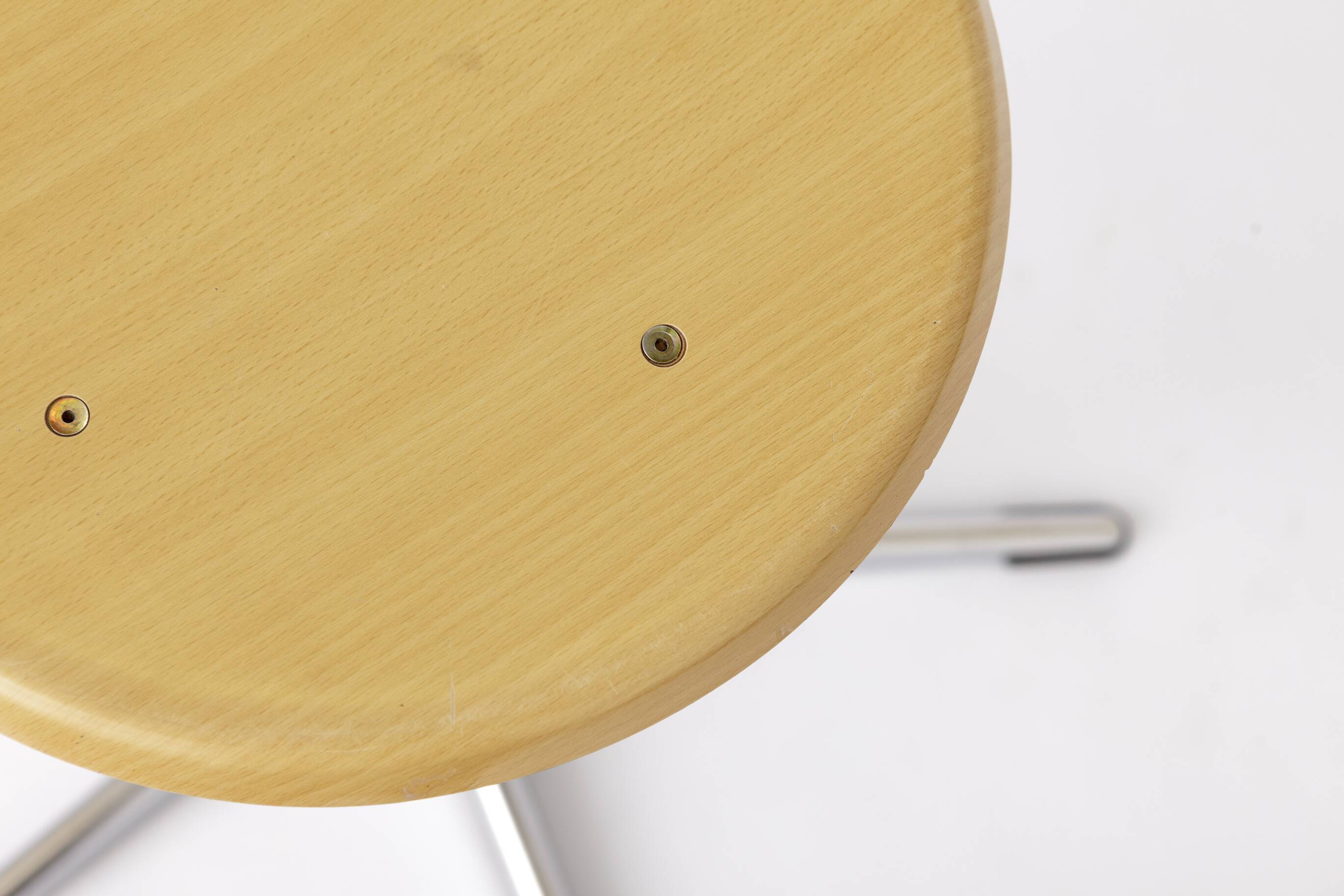 Set of 4 Vintage Industrial Stools 1970s, Chrome Adjustable Stools