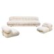 Midcentury White Wool Soriana Sofa and 2 Armchairs By Tobia Scarpa for Cassina