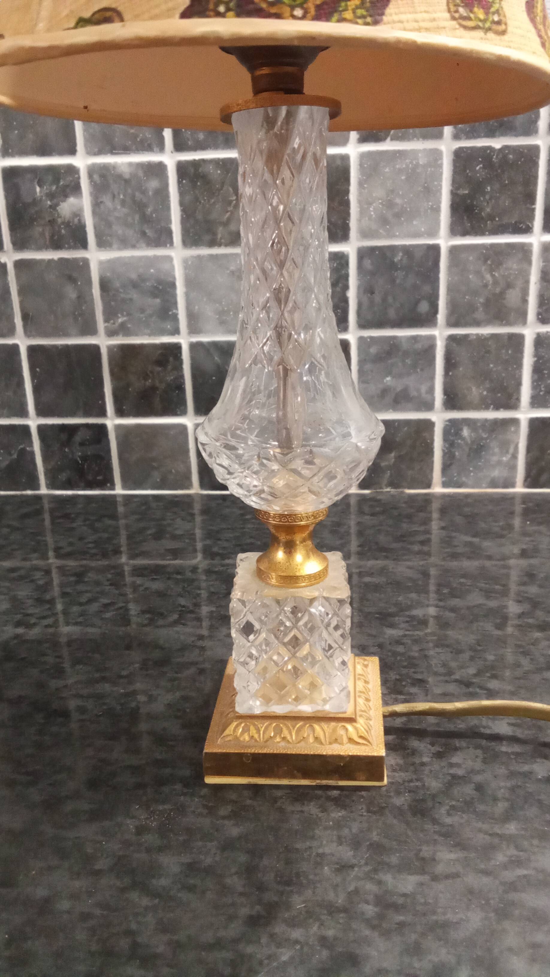 Pair of vintage glass bedside lamps from the 50s