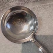 2 Silver-plated soup and sauce ladles with rocaille ribbon decoration