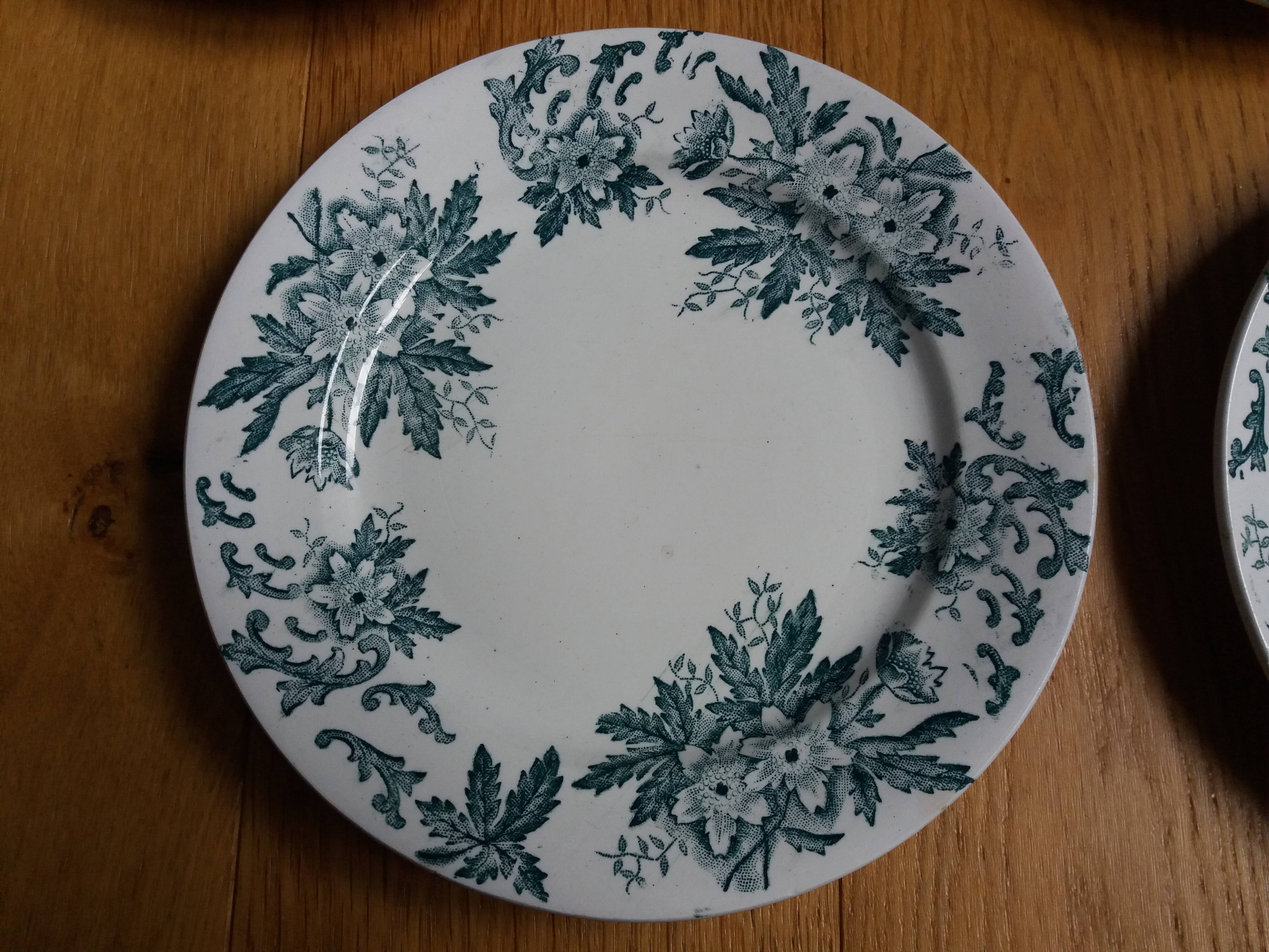 Assiettes Terre de fer Saint Amand décor Anémone