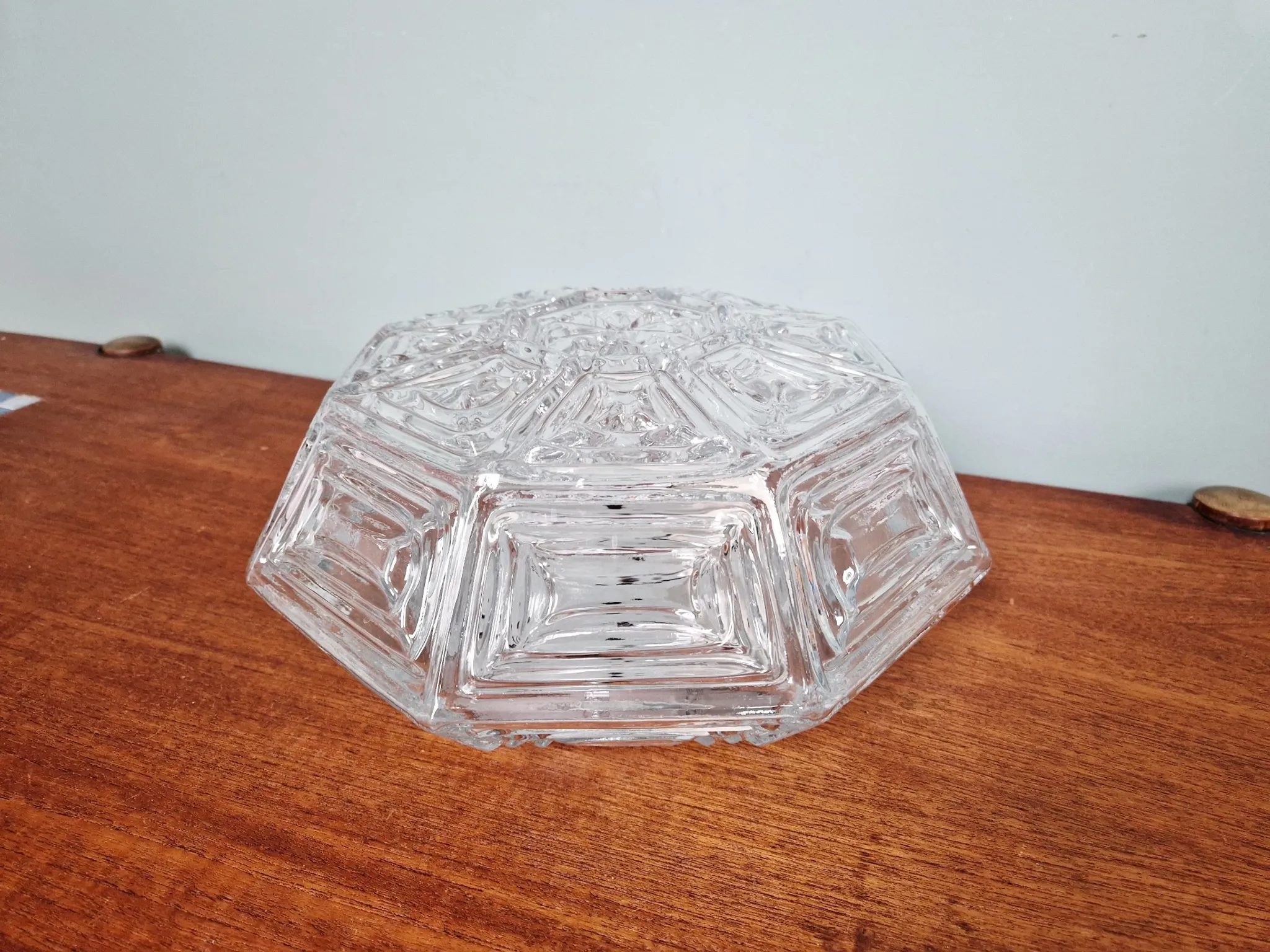 Vintage textured glass ceiling light, geometric patterns, Wila, 1970.